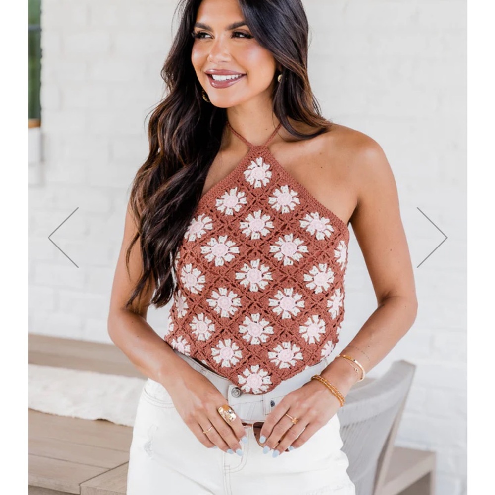 Brown crochet halter top